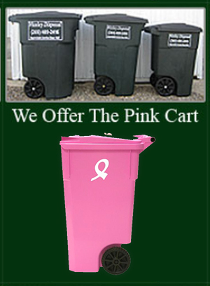 We Offer the Pink Cart - image of pink waste cart